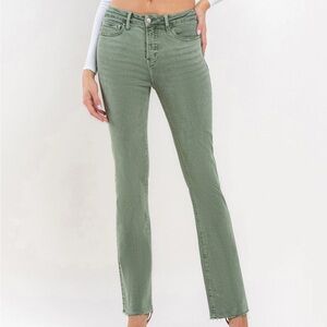 Lovervet by Vervet Mid-Rise Bootcut Jeans in Olive